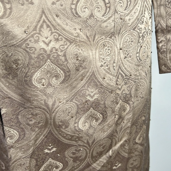 ADRIANNA WOMEN’S TAN OPEN JACKET 100% SILK SHELL WITH BEAD DETAIL SZ 6 - Picture 5 of 8